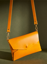 modjūl leather envoy bag in yellow, made in canada