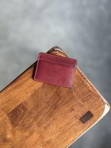 modjūl's four pocket card holder wallet in burgundy leather. Handmade in Canada.